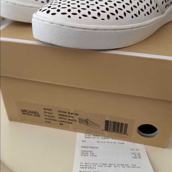 Michael Kors White Perforated Slip-Ons 6 - Picture 8 of 8